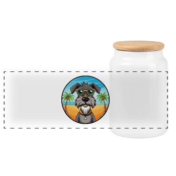 Deutscher Wachtelhund Hunderasse Cartoon Sonnenbrille - Panorama Keksdose mit Holzdeckel - Weiß - Vorne