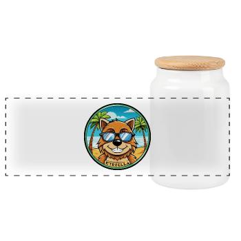 Estrela Mountain Dog Breed Cartoon Sunglass Beach - Boîte à biscuits avec couvercle en bois - blanc - Devant