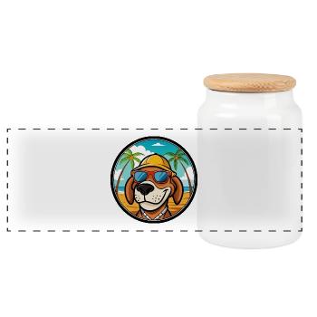 Bruno Jura Hound Hunderasse Cartoon Sonnenbrille Strand - Panorama Keksdose mit Holzdeckel - Weiß - Vorne