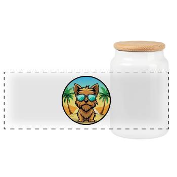 Brüsseler Griffon Hunderasse Cartoon Sonnenbrille Strand - Panorama Keksdose mit Holzdeckel - Weiß - Vorne