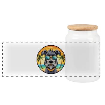 Bouvier Des Ardennes Hunderasse Cartoon Sonnenbrille - Panorama Keksdose mit Holzdeckel - Weiß - Vorne
