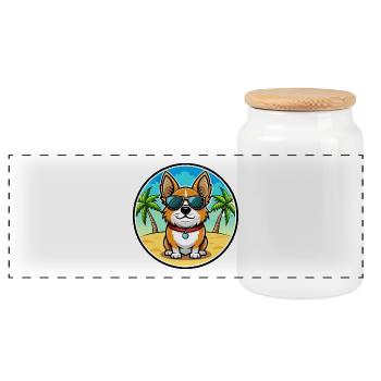 Austrian Brandlbracke Dog Breed Cartoon Sunglasses - Panoramic Cookie Jar with Wooden Lid - white - Front