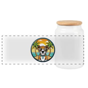 Ariege Pointer Hund Rasse Cartoon Sonnenbrille Strand - Panorama Keksdose mit Holzdeckel - Weiß - Vorne