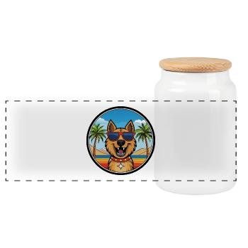 Armenian Gampr Dog Breed Cartoon Sunglasses Beach - Panoramic Cookie Jar with Wooden Lid - white - Front