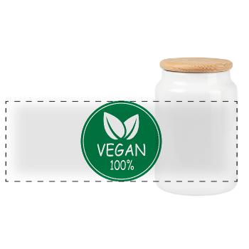 vegan 100% - Panorama Keksdose mit Holzdeckel - Weiß - Vorne