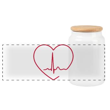 Herzschlag-EKG-Linie Medizinischer Pulswellen-Ikon-Vektor - Panorama Keksdose mit Holzdeckel - Weiß - Vorne