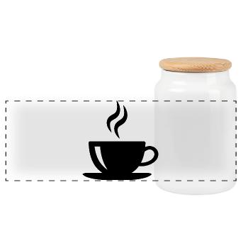 Kaffeetasse - Panorama Keksdose mit Holzdeckel - Weiß - Vorne