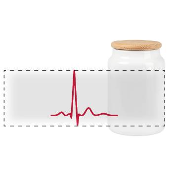 Herzschlag-EKG-Linie Medizinischer Pulswellen-Ikon-Vektor - Panorama Keksdose mit Holzdeckel - Weiß - Vorne