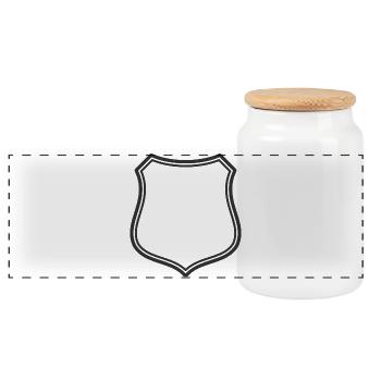 Leeres Schildlinien-Symbol Abzeichen Wappen Umrisssymbol - Panorama Keksdose mit Holzdeckel - Weiß - Vorne