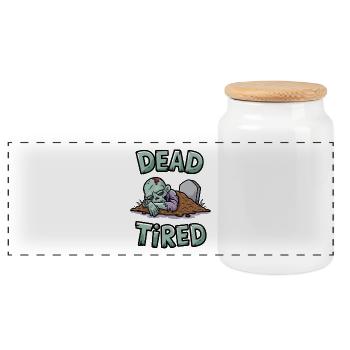 Dead Tired - Panoramic Cookie Jar with Wooden Lid - white - Front