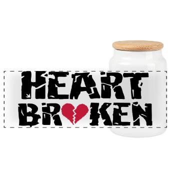 Heart <3Broken - Panoramic Cookie Jar with Wooden Lid - white - Front