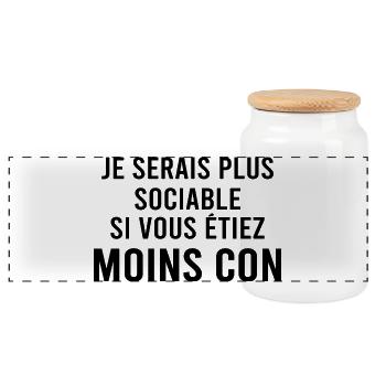 Je serai plus sociable si. - Boîte à biscuits avec couvercle en bois - blanc - Devant