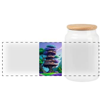 Treehouse Purple - Panorama Keksdose mit Holzdeckel - Weiß - Vorne