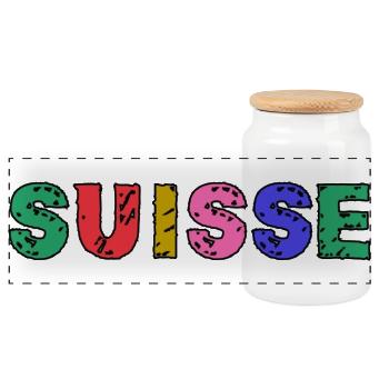SUISSE. PAYS. GENEVE. HUMOUR. DRAPEAU. GENEVE - Boîte à biscuits avec couvercle en bois - blanc - Devant
