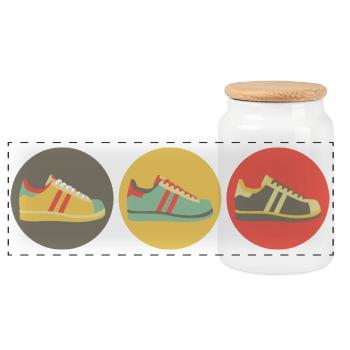 Sneakers retro - Panoramic Cookie Jar with Wooden Lid - white - Front