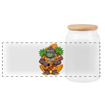 Lustige Gorilla Sommer Strand Sonnenbrille Hawaiianisch - Panorama Keksdose mit Holzdeckel - Weiß - Vorne