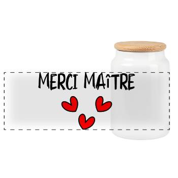 MASTER. MASTER. THANK YOU. THANK YOU, MASTER. MASTER - Panoramic Cookie Jar with Wooden Lid - white - Front
