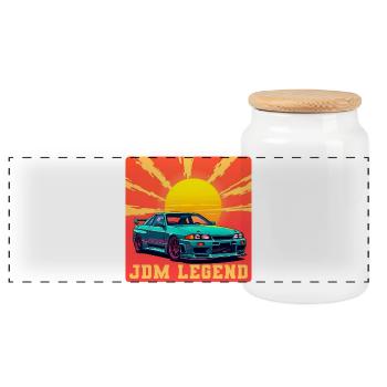 JDM Legend Sonnenaufgang - Panorama Keksdose mit Holzdeckel - Weiß - Vorne