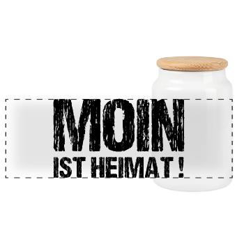 Moin ist Heimat Geschenk Sprüche für den Norden - Panorama Keksdose mit Holzdeckel - Weiß - Vorne
