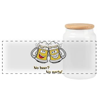Beer mugs - Panoramic Cookie Jar with Wooden Lid - white - Front