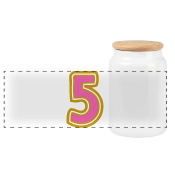 5. 5 ANS. 5e ANNIVERSAIRE. ANNIVERSAIRE 5 ANS - Boîte à biscuits avec couvercle en bois - blanc - Devant