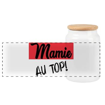 MAMIE. GRAND-MERE. FÊTE DES MÈRES - Boîte à biscuits avec couvercle en bois - blanc - Devant
