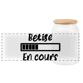 Bêtise en cours - Boîte à biscuits avec couvercle en bois - blanc - Devant