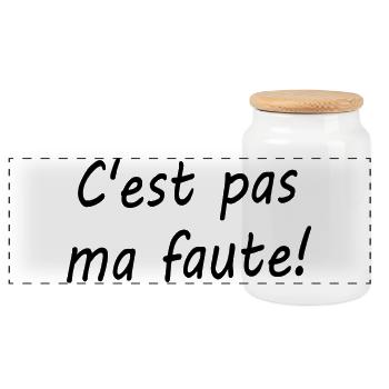 C'est pas ma faute ! - Boîte à biscuits avec couvercle en bois - blanc - Devant