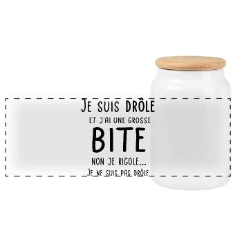 Je suis drôle et j'ai une grosse bite - Boîte à biscuits avec couvercle en bois - blanc - Devant