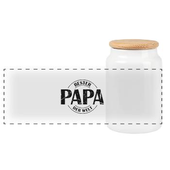 Bester Papa der Welt - Panorama Keksdose mit Holzdeckel - Weiß - Vorne