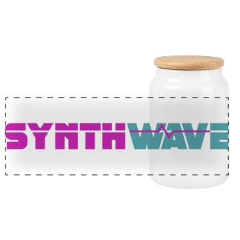 Synthwave - Panoramic Cookie Jar with Wooden Lid - white - Front