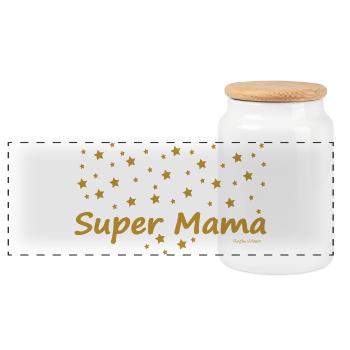 Super Mama - Panorama Keksdose mit Holzdeckel - Weiß - Vorne