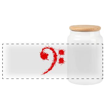 Bass Clef Red - Lustiges Musikliebhabergeschenk - Panorama Keksdose mit Holzdeckel - Weiß - Vorne
