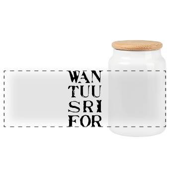 Wan, Tuu, Sri, For - Panorama Keksdose mit Holzdeckel - Weiß - Vorne