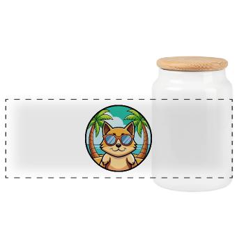 Tonkinese Katzenrasse Cartoon Sonnenbrille Strand - Panorama Keksdose mit Holzdeckel - Weiß - Vorne