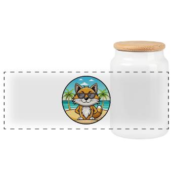 Manx Katzenrasse Cartoon Sonnenbrille Strand - Panorama Keksdose mit Holzdeckel - Weiß - Vorne