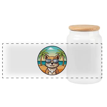 Européen Birman Race Dessin Animé Lunettes De Soleil Plage - Boîte à biscuits avec couvercle en bois - blanc - Devant