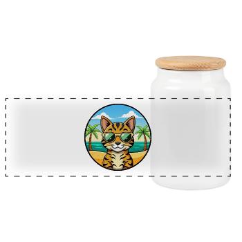Bengal Cat Breed Cartoon Lunettes de soleil Beach - Boîte à biscuits avec couvercle en bois - blanc - Devant