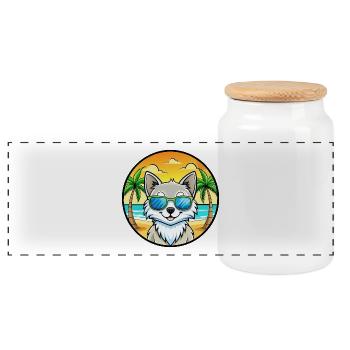 Lunettes de soleil de plage de race de chat angora turc - Boîte à biscuits avec couvercle en bois - blanc - Devant