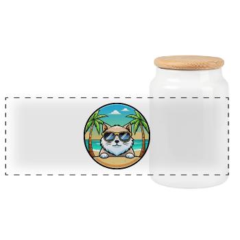 Himalaya-Katzenrasse Cartoon-Sonnenbrille Strand - Panorama Keksdose mit Holzdeckel - Weiß - Vorne