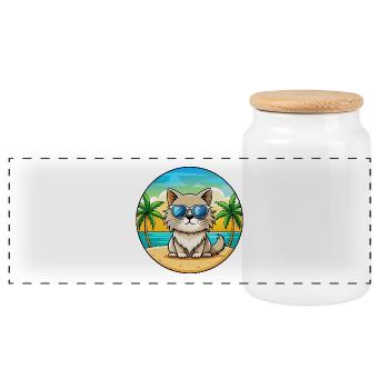 Colorpoint Persische Katzenrasse Cartoon Sonnenbrille - Panorama Keksdose mit Holzdeckel - Weiß - Vorne