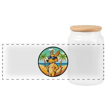 Känguru Lustige Cartoon Sommer Strand Sonnenbrille - Panorama Keksdose mit Holzdeckel - Weiß - Vorne