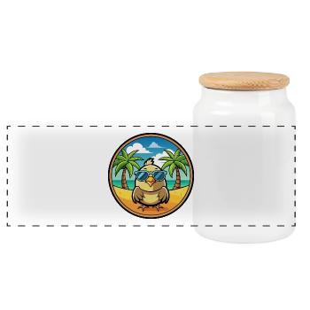 Wachtel Lustige Cartoon Sommer Strand Sonnenbrille Cool - Panorama Keksdose mit Holzdeckel - Weiß - Vorne