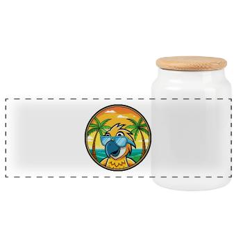 Papagei Lustige Cartoon Sommer Strand Sonnenbrille Cool - Panorama Keksdose mit Holzdeckel - Weiß - Vorne