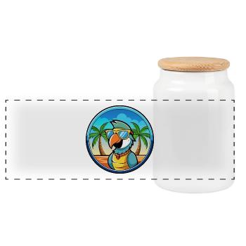 Papagei Lustige Cartoon Sommer Strand Sonnenbrille Cool - Panorama Keksdose mit Holzdeckel - Weiß - Vorne