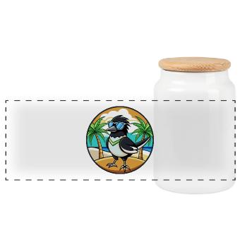 Elster Lustige Cartoon Sommer Strand Sonnenbrille Cool - Panorama Keksdose mit Holzdeckel - Weiß - Vorne