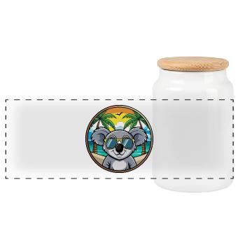 Koala Lustige Cartoon Sommer Strand Sonnenbrille Cool - Panorama Keksdose mit Holzdeckel - Weiß - Vorne