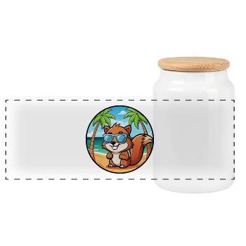 Écureuil Drôle Dessin Animé Plage Été Lunettes de soleil - Boîte à biscuits avec couvercle en bois - blanc - Devant