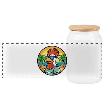 Hahn Lustige Cartoon Sommer Strand Sonnenbrille Cool - Panorama Keksdose mit Holzdeckel - Weiß - Vorne