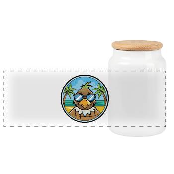Wachtel Lustige Cartoon Sommer Strand Sonnenbrille Cool - Panorama Keksdose mit Holzdeckel - Weiß - Vorne